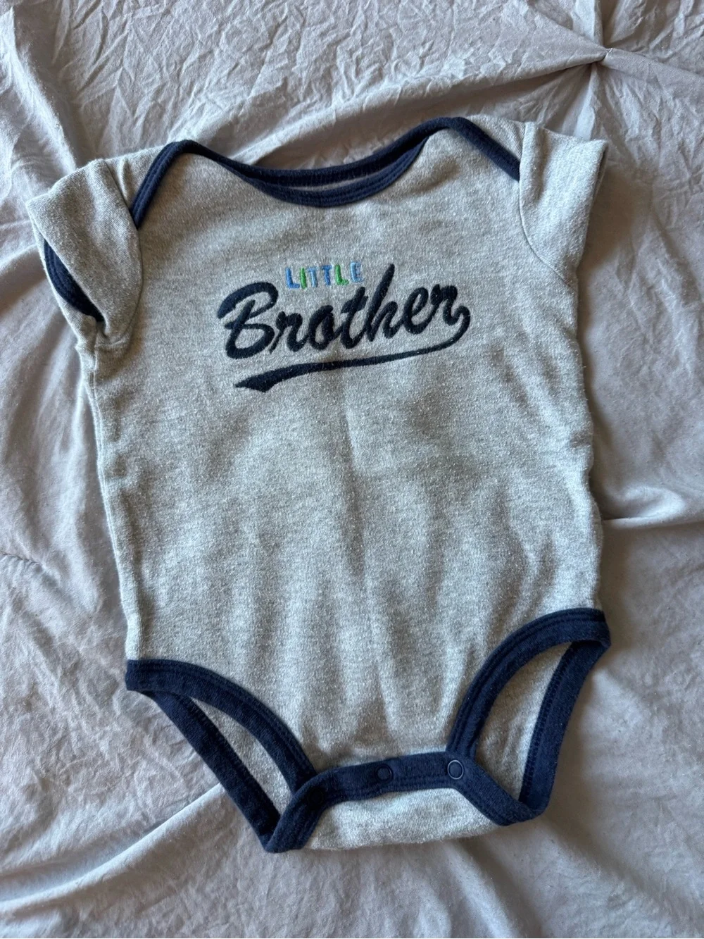 Carter’s Little Brother Grey & Navy Baby One-Piece Bodysuit
